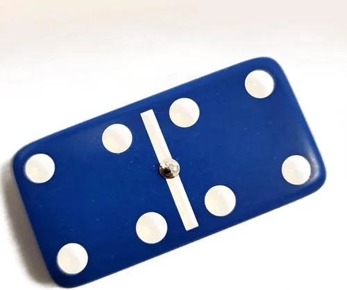 Miniatura 7 de Marion Dominó doble 6 azul de tamaño jumbo de torneo profesional con giradores en elegante caja de terciopelo negro.