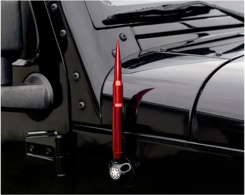 Miniatura 2 de TRUE SPIKE Penetrador rojo de 9 pulgadas - Antena de bala gruesa con antirrobo + bobina de cobre en calibre pesado mecanizado CNC de aluminio corto