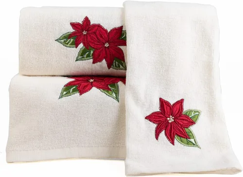Miniatura 8 de Decoración de Navidad de Marina, lujo premium ultra suave, 100% algodón bordado, juego de toallas de baño moderno de 3 piezas, rojo con base