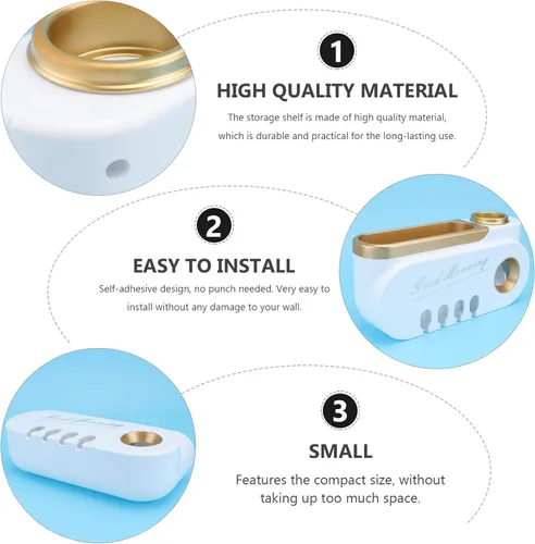 Miniatura 4 de Cabilock Estantes montados en la pared, soportes para cepillos de dientes, estante organizador de baño, estante para pasta de dientes, champú