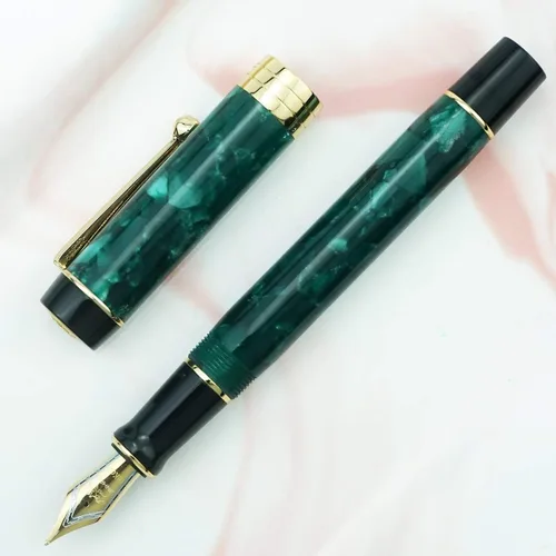 Miniatura 24 de Jinhao 100 - Pluma estilográfica de estilo clásico en celuloide, instrumento de escritura suave con punta #6, juego de pluma con convertidor