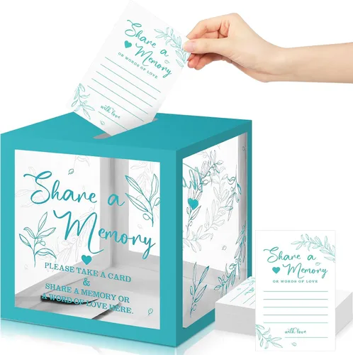 Miniatura 15 de Pajean - 50 tarjetas de memoria para celebrar la vida, caja de tarjetas con ventanas transparentes, caja de memoria para funeral, boda, cumpleaños