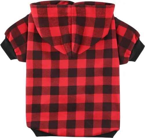 Miniatura 2 de Sudadera con capucha a cuadros para perros extra pequeños, gatos, cachorros, abrigo cálido y suave (XS)