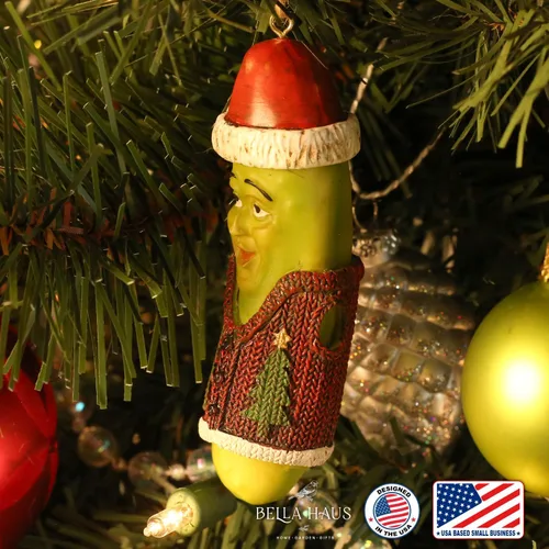 Miniatura 4 de Jolly Pickle - Adorno festivo para árbol de Navidad, figura de resina de 4 pulgadas, decoración navideña, regalo divertido ideal para intercambio