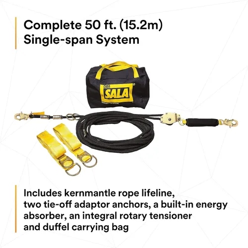 Miniatura 3 de 3M DBI-SALA Sayfline 7600505 Sistema de línea de vida horizontal, cuerda Kernmantle de 50 pies con tensor, absorbente de energía, dos adaptadores