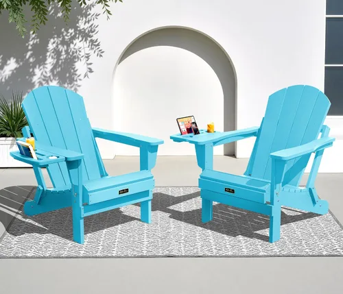 Miniatura 65 de SERWALL - Silla plegable Adirondack para patio, jardín, exterior, resistente a la intemperie, sillas para hoguera, color naranja