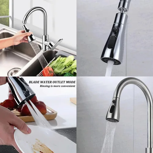 Miniatura 5 de Repuesto de cabezal de grifo de cocina con 9 adaptadores, cabezal de fregadero desplegable de metal, rociador de fregadero de 3 funciones, adaptador