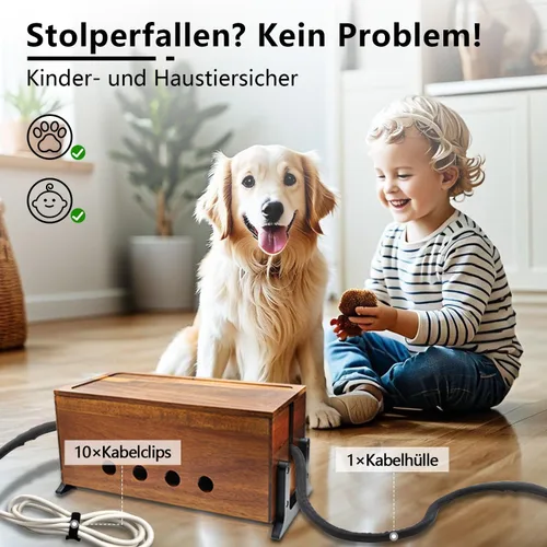 Miniatura 5 de Caja grande de organización de cables, caja oculta de cables de madera y organizador para regleta de alimentación, almacenamiento de cables