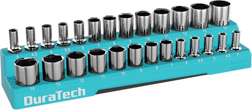Miniatura 9 de DURATECH Juego de Organizadores Magnéticos de Llaves de Vaso, Soportes de Llaves de Vaso de 1/4" SAE y Métricas, Bandejas de Llaves de Vaso