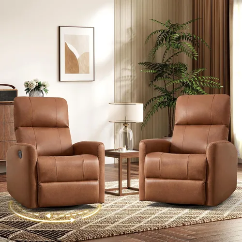 Miniatura 19 de HAOMARKETS Silla reclinable basculante giratoria, sillón reclinable manual de imitación de cuero para adultos, sofá reclinable para cuarto del bebé