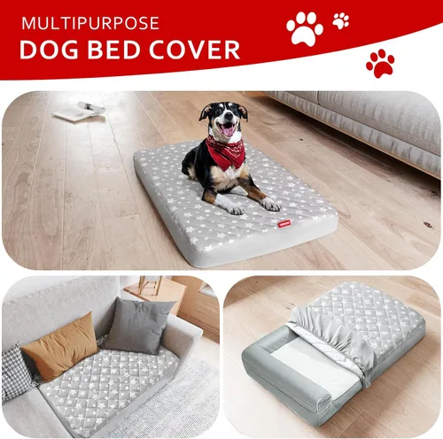 Miniatura 8 de Fundas impermeables de repuesto para cama de perro, lavables y fáciles de quitar, funda acolchada silenciosa para cama de mascotas, bonito estampado
