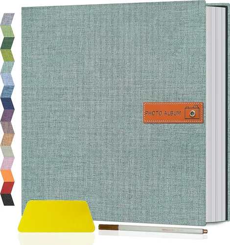 Miniatura 40 de Popotop Álbum de fotos grande autoadhesivo 4x6 5x7 8x10, álbum de recortes DIY, libro de fotos, regalos para mamá, familia, bebé y boda, con Azul