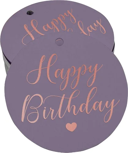 Miniatura 14 de Etiqueta de papel para colgar con texto en inglés «Happy Birthday» (50 unidades)