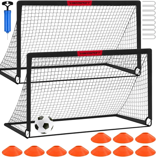 Miniatura 14 de Juego de porterías de fútbol para niños para patio trasero – 2 de 4 x 3 pies, equipo portátil de entrenamiento de portería de fútbol, red de fútbol