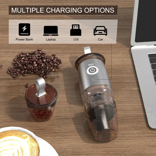 Miniatura 2 de Mulli Molinillo de café portátil, molinillo eléctrico para café, molinillo de rebabas ajustable con 5 ajustes precisos de molienda para goteo