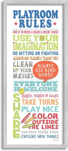 Miniatura 8 de Stupell Industries 'Playroom Rules Colorful Typography White Blue Green and Red', arte en lienzo, 10 x 24 pulgadas, fácil de colgar y resistente