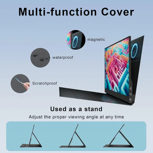 Miniatura 5 de Monitor portátil para laptop, 15.6 pulgadas 1080P FHD monitor portátil segunda pantalla extensor con USB C HDMI cubierta altavoz para computadora