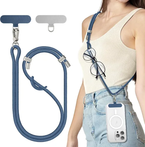 Miniatura 20 de SURPHY Cordón para teléfono, correa cruzada ajustable para teléfono con 2 pestañas de amarre para teléfono celular, hebillas de metal de alta Negro