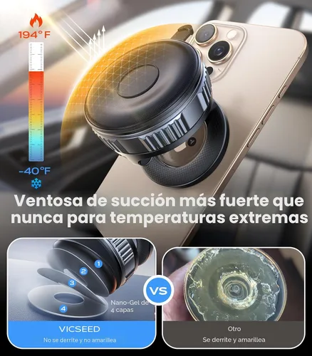 Miniatura 3 de VICSEED Soporte de teléfono de automóvil mejorado para Magsafe 2026 [85 libras de succión más fuerte] Soportes magnéticos de teléfono al vacío