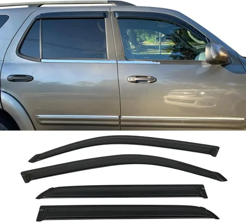 Miniatura 2 de IKON MOTORSPORTS - Visera de ventana compatible con Toyota Sequoia 2001-2007, estilo delgado, acrílico, teñido de humo, 4 unidades, protección