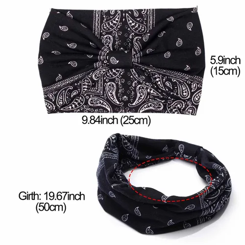 Miniatura 6 de CAKURE Diademas anchas bohemias anudadas para la cabeza, bufanda africana para la cabeza, accesorios para el cabello de motocicleta, para mujeres