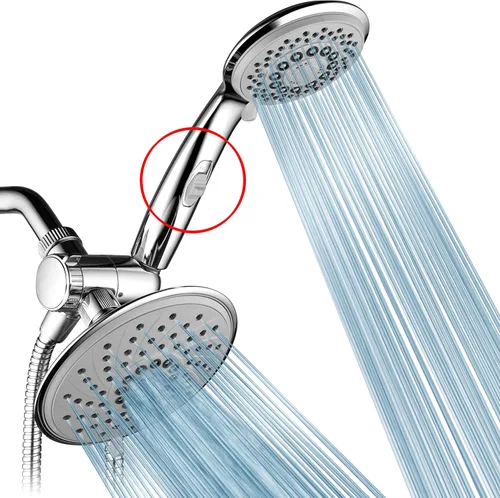 HotelSpa - Cabezal de ducha (6 pulgadas/4 pulgadas, ultralujoso, 3 vías, con espiral gris, con interruptor de pausa de encendido y apagado patentado