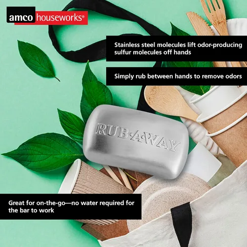 Miniatura 9 de Amco Rub-a-Way Barra - Absorbedor de olores de acero inoxidable (4 x 2.25 pulgadas), apto para lavavajillas, esencial para cocina y exteriores