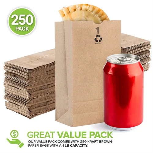 Miniatura 2 de Stock Your Home Bolsas de papel kraft pequeñas de papel marrón de 1 libra (250 unidades) bolsa de tamaño mini para empacar alimentos para desayuno