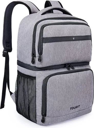 TOURIT - Mochila enfriadora con dobles estantes, bolsa de enfriamiento aislada para almuerzo, impermeable y ligera para hombres para acampar,