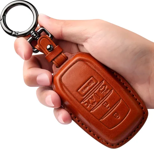 Tukellen Funda de cuero para llavero Toyota compatible con Land Cruiser 2019-2026, Venza 2021-2026, Grand Highlander Hilux, Fortuner, Tundra Marrón