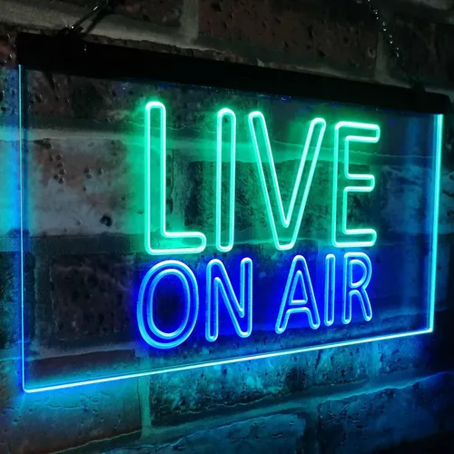 Miniatura 2 de ADVPRO On Air Live Recording Studio Video Room - Letrero de neón LED de doble color, verde y azul, 16 x 12 pulgadas, st6s43-i3064-gb