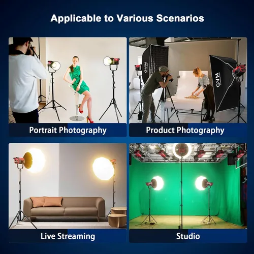 Miniatura 8 de Luz de vídeo LED GVM con montaje Bowens, luz continua bicolor de 300W con control DMX/APP, iluminación para fotografía en grabación de video, luces