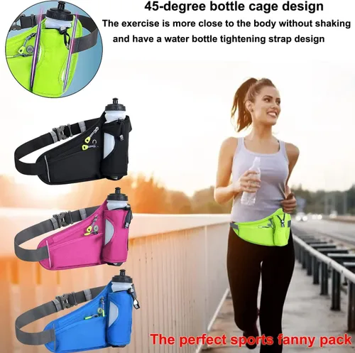 Miniatura 4 de Riñonera impermeable para correr, ciclismo, con soporte para botella de agua, viajes, caminar, escalar, senderismo, deportes al aire libre, con Verde