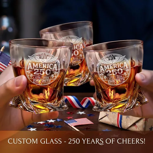 Miniatura 6 de Juego de decantador de whisky trenzado personalizado para el 250 aniversario, regalo de independencia de Estados Unidos 250 para hombres, nombre