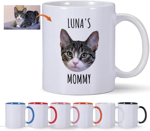 Miniatura 8 de Taza de café personalizada para gatos, taza de foto de gato personalizada, taza de café de tía de gato, taza de café personalizada para mascotas