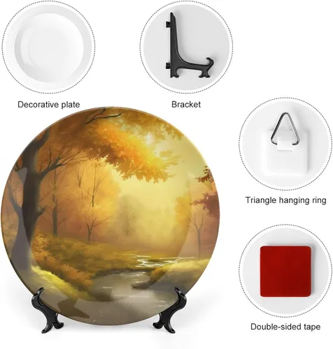 Miniatura 3 de Platos decorativos de otoño, otoño en el campo, placa de exhibición de pintura para el hogar, pared, oficina, cocina, decoración de mesa, platos