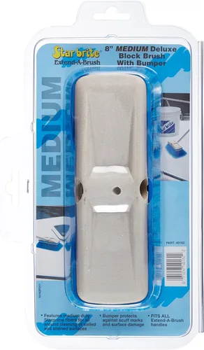 Miniatura 2 de STAR BRITE Cepillo de lavado medio premium de 8" con cabezal de cepillo W/parachoques - Conexiones duales que se ajustan a los postes roscados Azul