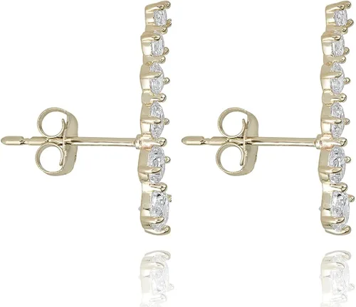 Miniatura 2 de AVORA Pendientes de oro amarillo de 10 quilates con circonita cúbica de diamantes de imitación