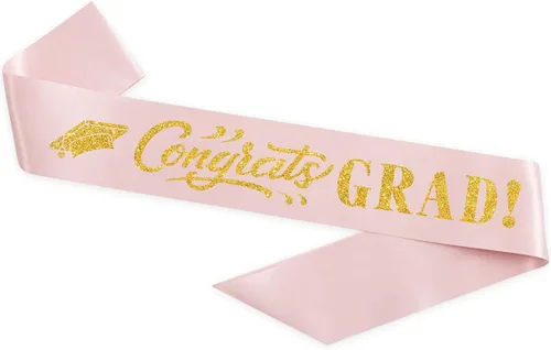 PYQWA Congrats Grad - Banda con purpurina de oro rosa, banda de manchas para fiesta de graduación 2025 – Finally Graduated We So Proud of You –