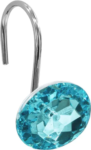 Gibelle Ganchos para cortina de ducha, anillos de cortina de ducha en forma de diamante, ganchos para cortinero de baño, diamantes de imitación