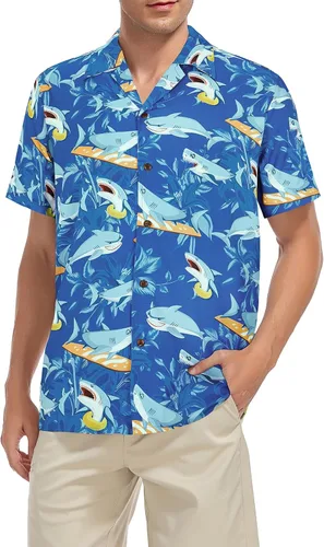 Miniatura 24 de Camisa hawaiana para hombre, con estampado floral, cómoda, con botones, casual, manga corta, ropa de playa para hombre