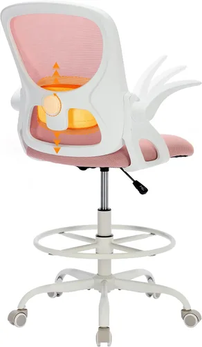 Miniatura 8 de LukkDys Silla de dibujo con respaldo multiajustable 4D, silla de oficina alta de 19.7 a 27.6 pulgadas de altura, silla de escritorio ergonómica