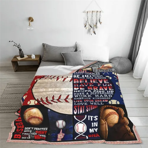 Miniatura 3 de Manta de Béisbol Manta de Béisbol para Arrojar Regalos para Amantes de los Deportes Artículos de Felpa de Forro Polar Franela para la Cama