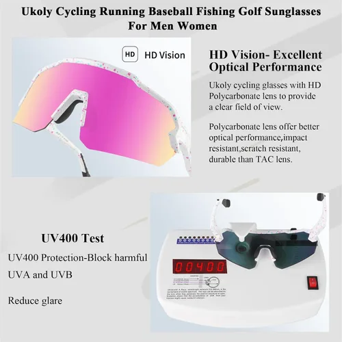 Miniatura 3 de Ukoly Gafas de sol de béisbol para hombres y mujeres, gafas de sol deportivas para béisbol, correr, ciclismo, protección UV400, TR90, marco 615