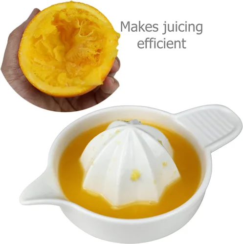 Miniatura 4 de EIKS Exprimidor manual de cerámica para exprimir cítricos, limón, naranja, pomelos, frutas, paquete con cuchara y cepillo de limpieza
