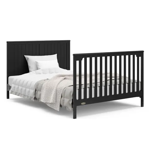 Miniatura 15 de Graco Hadley cuna convertible 5 en 1 y cambiador (negro) – Certificado GREENGUARD Gold, se adapta a colchón de cuna estándar, se convierte en cama