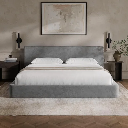 Miniatura 14 de RECCI AirFrame - Base de cama tamaño King con cabecera ergonómica acolchada de espuma en ángulo, marco de cama de plataforma de diseño minimalista