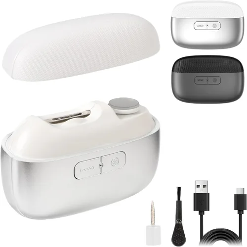 Miniatura 8 de Cortaúñas eléctrico, recortador de uñas automático 3 en 1 con pulido y luz LED, almacenamiento de restos de uñas, cortaúñas inteligente portátil