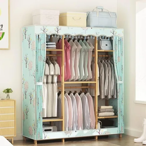 Miniatura 6 de Armoire - Armario de bambú para colgar ropa, armario combinado con riel y almacenamiento para colgar (46.1 x 16.9 x 66.9 in)