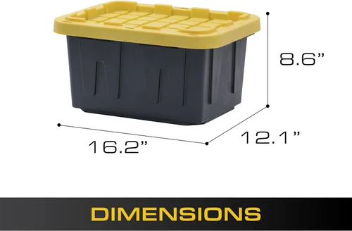 Miniatura 12 de BLACK & YELLOW Contenedores de almacenamiento resistentes de 5 galones con tapas, apilables, extremadamente duraderos, [paquete de 4 unidades]